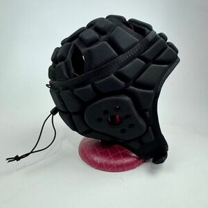 COOLOMG Soft Shell Helmet Black Padded Scrum Cap Headgear Rugby Flag Football L
